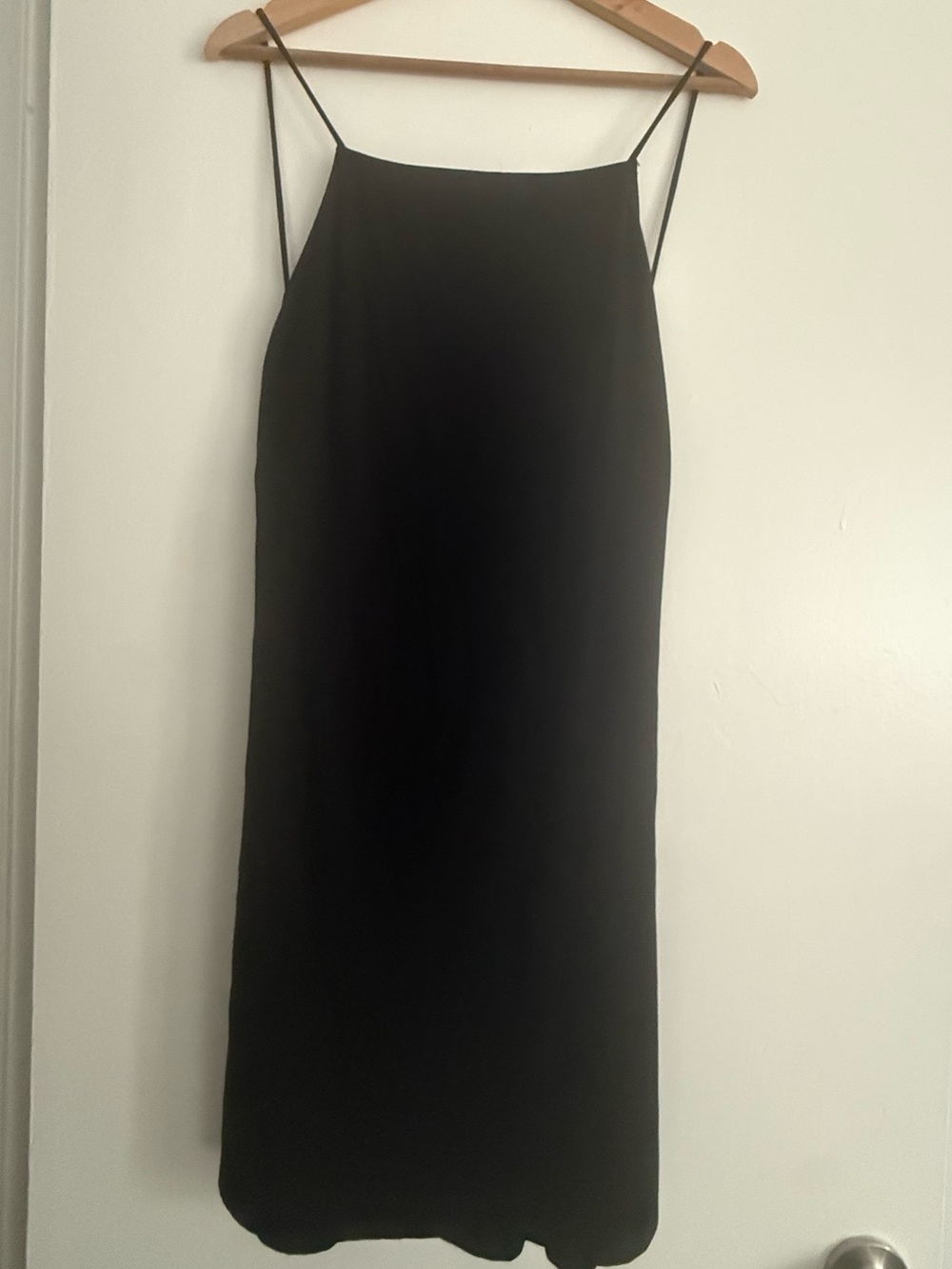 Reformation Black Midi Slip Dress with Spaghetti Straps